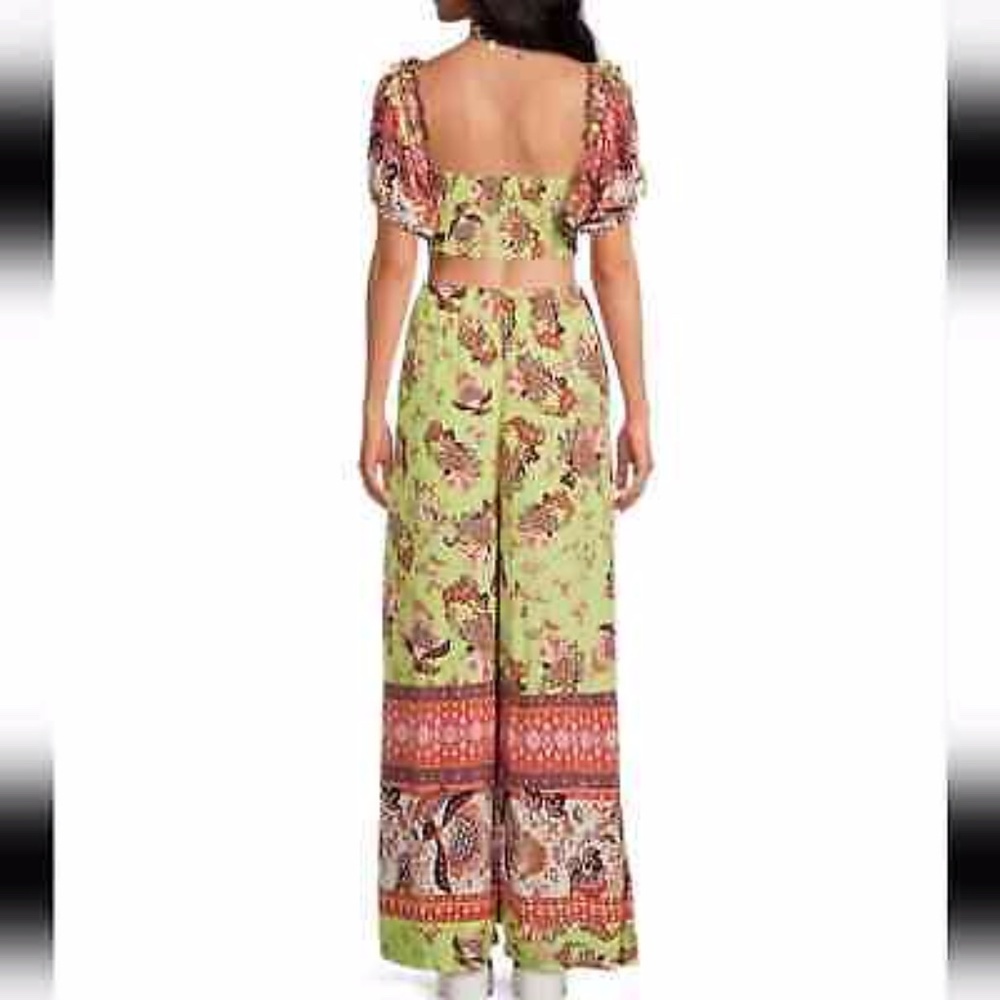 Free People Bali Citrus Skies Floral Wide Leg Jumper in Lime Size XS NWOT - Picture 7 of 9